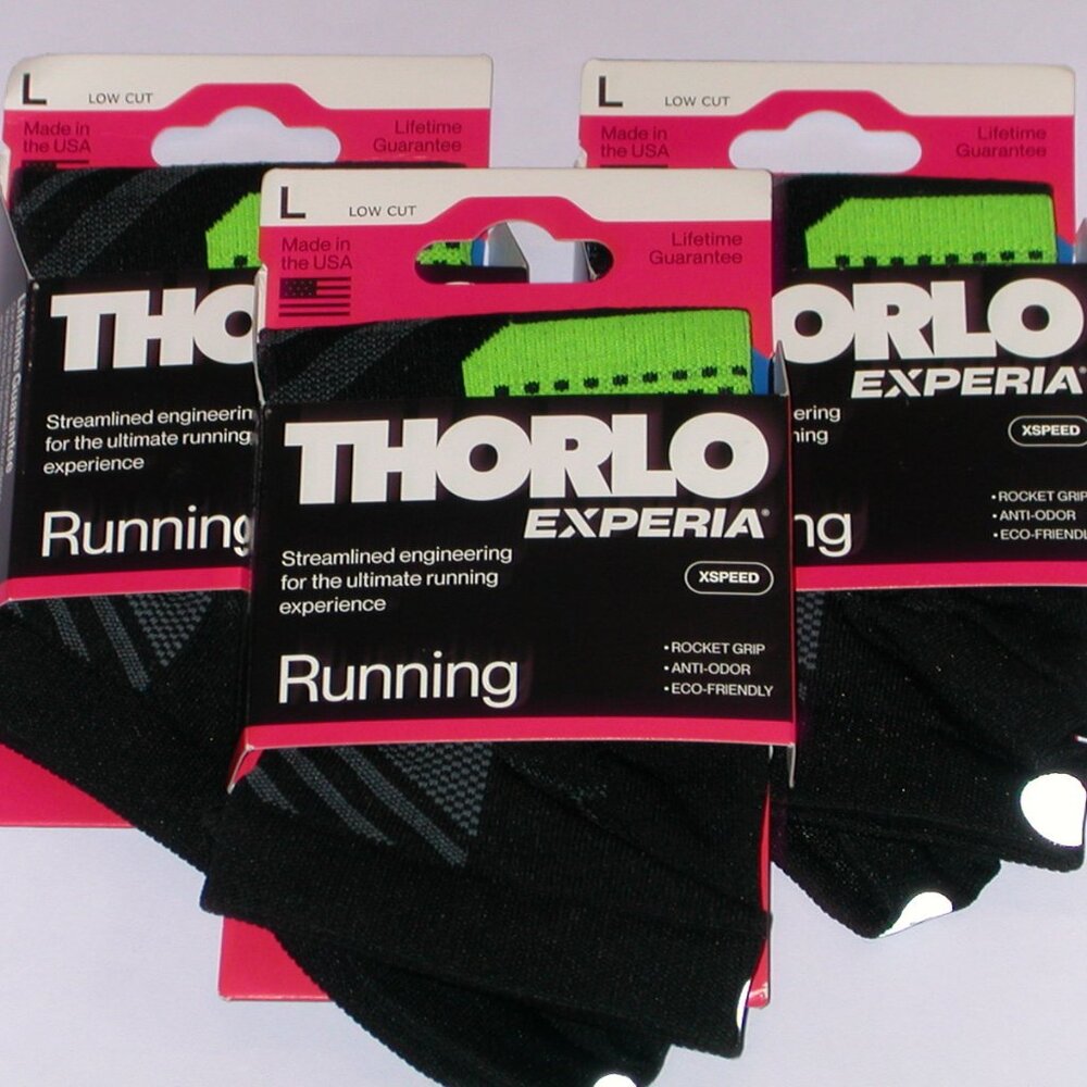 3 Pairs Thorlo Experia X SPEED Running Ultra Light Low-Cut Sock Mens Large Black